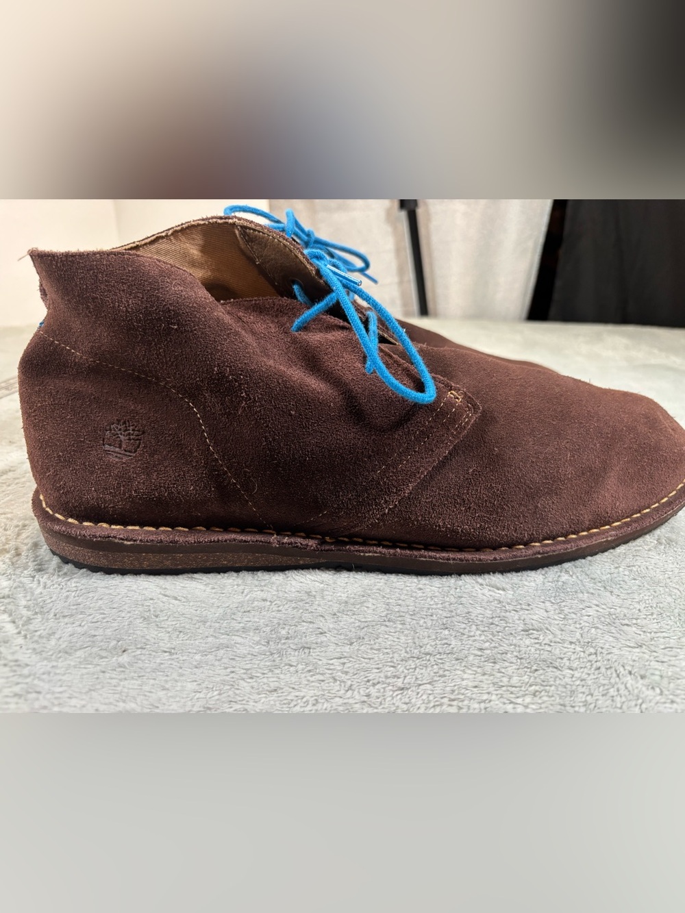 Timberland Men’s Rippler Suede Leather Chukka Boots Brown Blue Laces Size 15